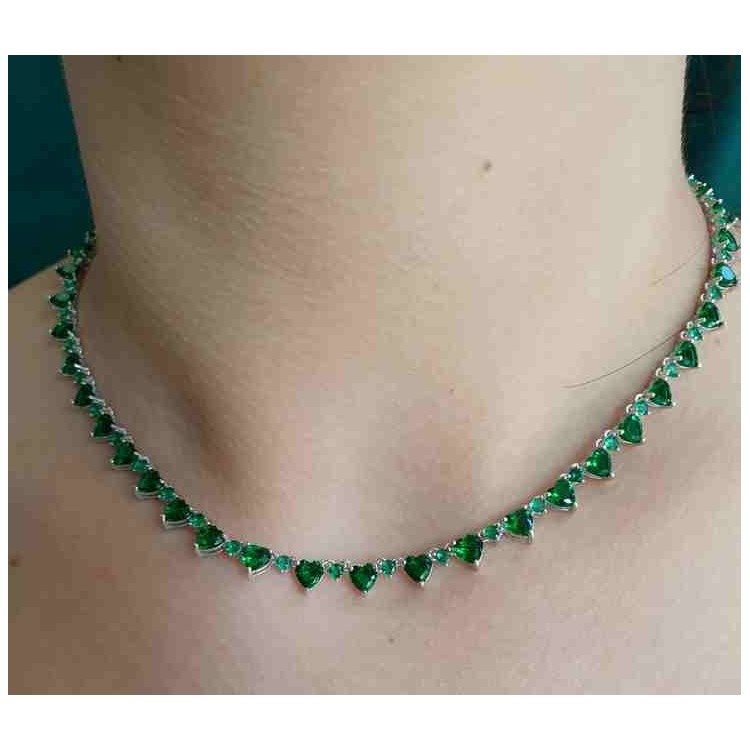 RomaBijoux|collana tennis argento 925 smeraldi cuore verde marca NALBORI®