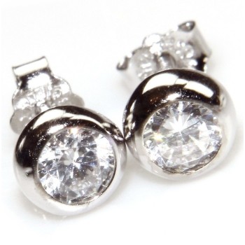 RMB|925 silver light point earrings small onion 4 mm white zircons