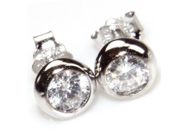 RMB|925 silver light point earrings small onion 4 mm white zircons