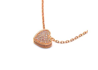 RMB|NALBORI Collier woman 925 silver heart 3D pink gold bath zircons