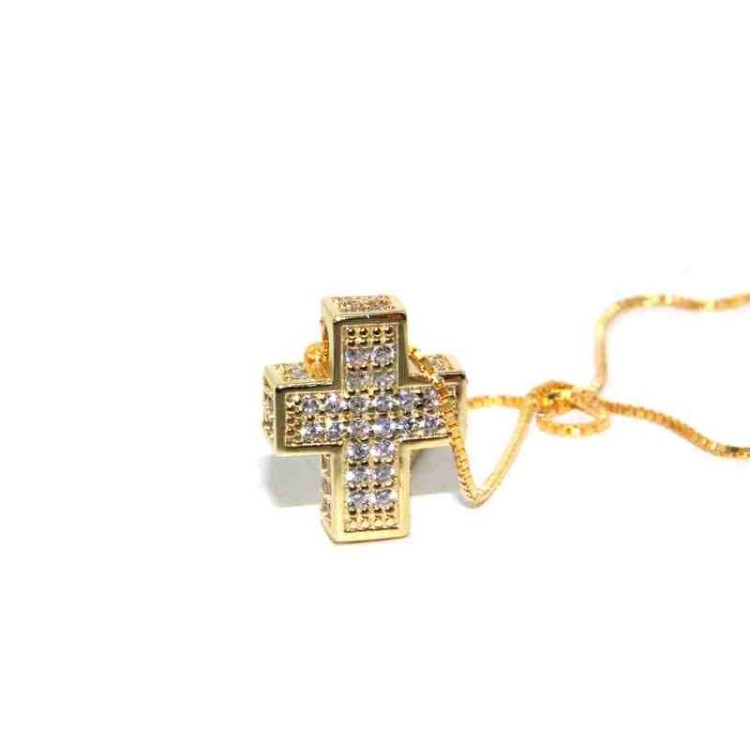 RMB|925: Necklace Collier man woman Venetian 3D and cross studded with zirconia