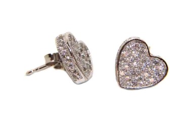 RMB|orecchini argento 925 donna cuore 3d zirconi bianchi 11mm