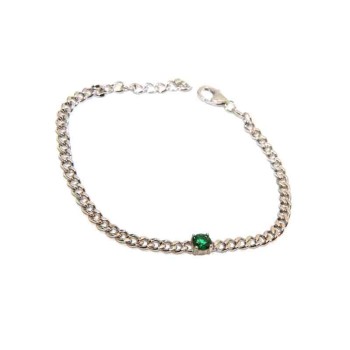 RMB|Bracciale grumetta argento 925 zircone verde emerald donna NALBORI
