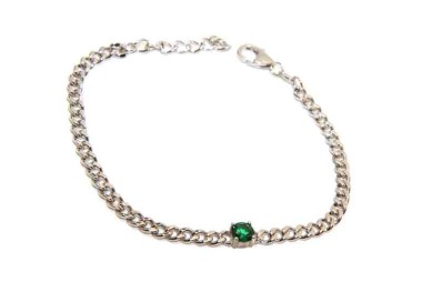 RMB|NALBORI 925 silver woman gourmette bracelet with emerald green zircon
