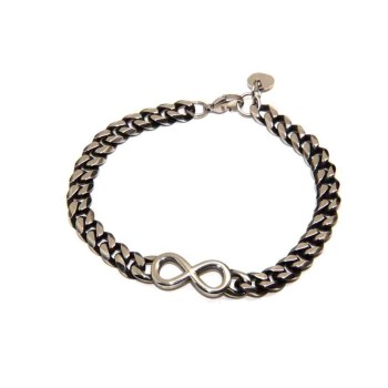 RMB|Bracciale acciaio uomo infinito e catena grumetta scuro NALBORI
