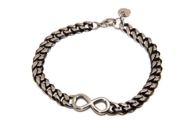 RMB|Bracciale acciaio uomo infinito e catena grumetta scuro NALBORI