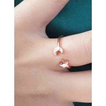 RMB|anello stella e luna argento 925 bagno oro rosa donna NALBORI