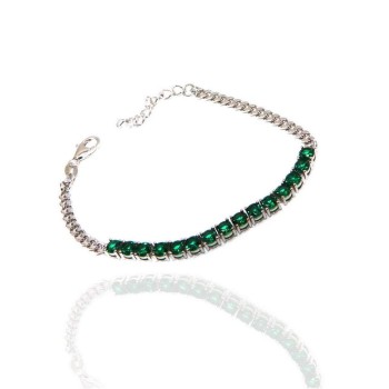 RMB|Bracciale tennis regolabile argento 925 emerald zirconi verdi donna NALBORI