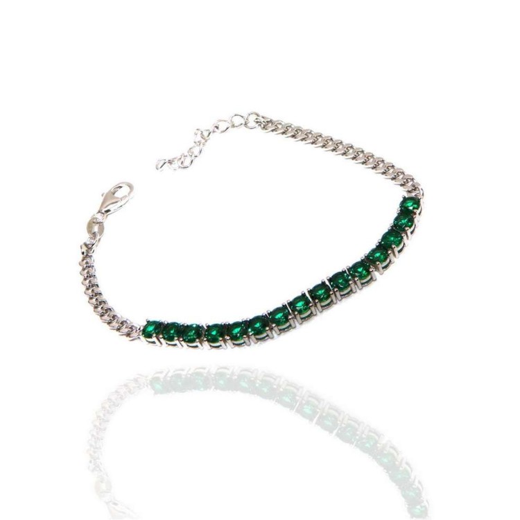 RMB|Bracciale tennis regolabile argento 925 emerald zirconi verdi donna NALBORI