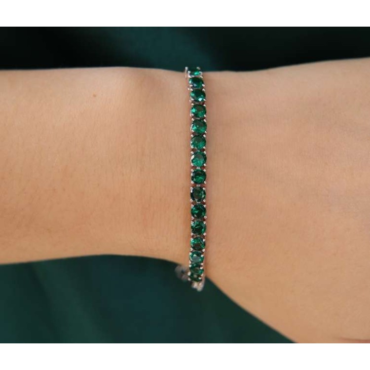 RMB|Bracciale tennis regolabile argento 925 emerald zirconi verdi donna NALBORI