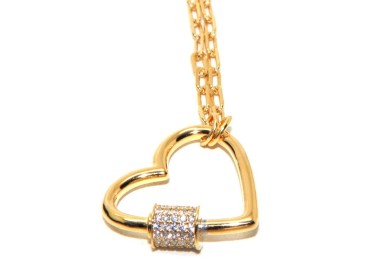 RMB|Heart necklace with zircons, 925 silver, yellow gold plated, woman staples NALBORI