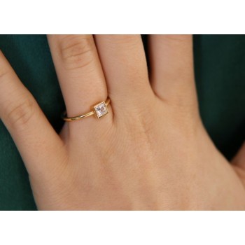 RMB|solitaire 925 silver ring carre 'yellow gold plated square zircon woman
NALBORI®