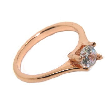 RMB|NALBORI solitaire ring 925 silver zircon 5mm woman rose gold bath