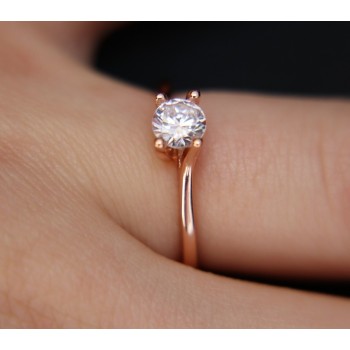 RMB|anello donna argento 925 solitario zircone 5mm donna bagno oro rosa