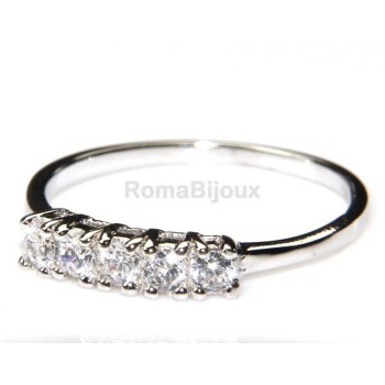 RMB|silver 925 Rhodium: woman ring riviera with 5 cubic zirconia 2.5 mm