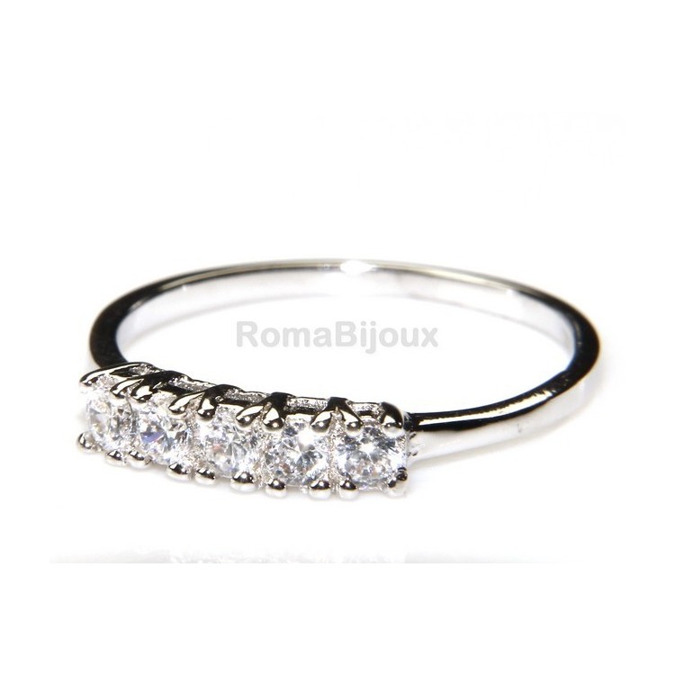 RMB|silver 925 Rhodium: woman ring riviera with 5 cubic zirconia 2.5 mm