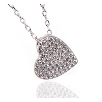 RMB|collana cuore argento 925 zirconi rodiata effetto oro bianco donna NALBORI