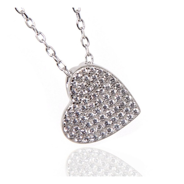 RMB|collana cuore argento 925 zirconi rodiata effetto oro bianco donna NALBORI