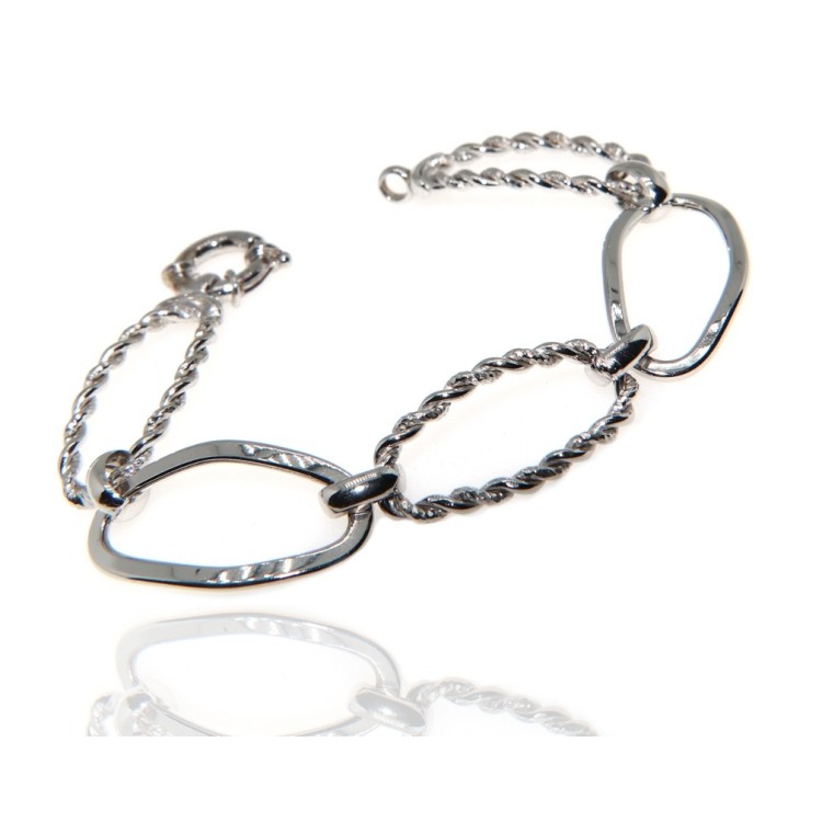RMB|Women's oval bracelet in 925 silver smooth diamond mesh white gold