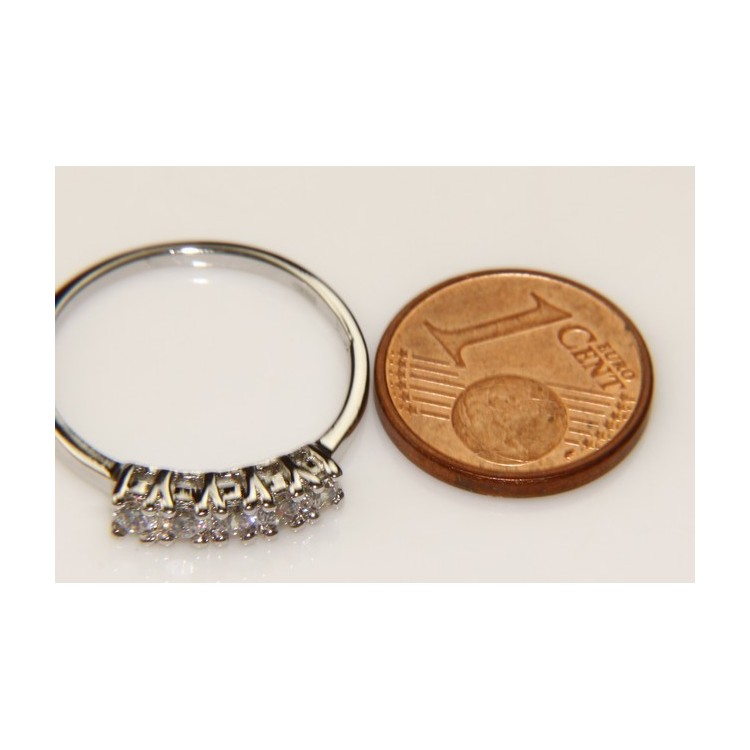 RMB|Argento 925 Rodiato : anello donna riviera con 5 zirconi bianchi da 2.5 mm