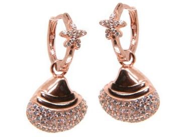 RMB|925 silver hoop earrings with starfish and shell rose gold plated woman NALBORI