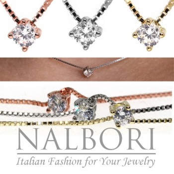 RMB|necklace point of light 925 silver zircon 3mm 42cm woman brand NALBORI