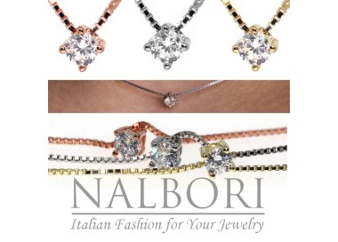 RMB|necklace point of light 925 silver zircon 3mm 42cm woman brand NALBORI