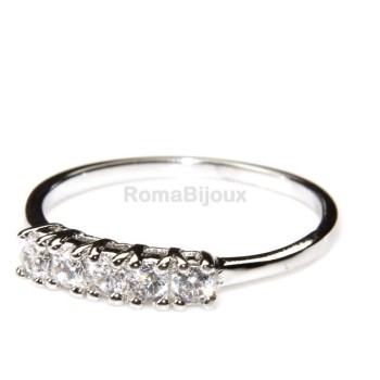 RMB|silver 925 Rhodium: woman ring riviera with 5 cubic zirconia 2.5 mm