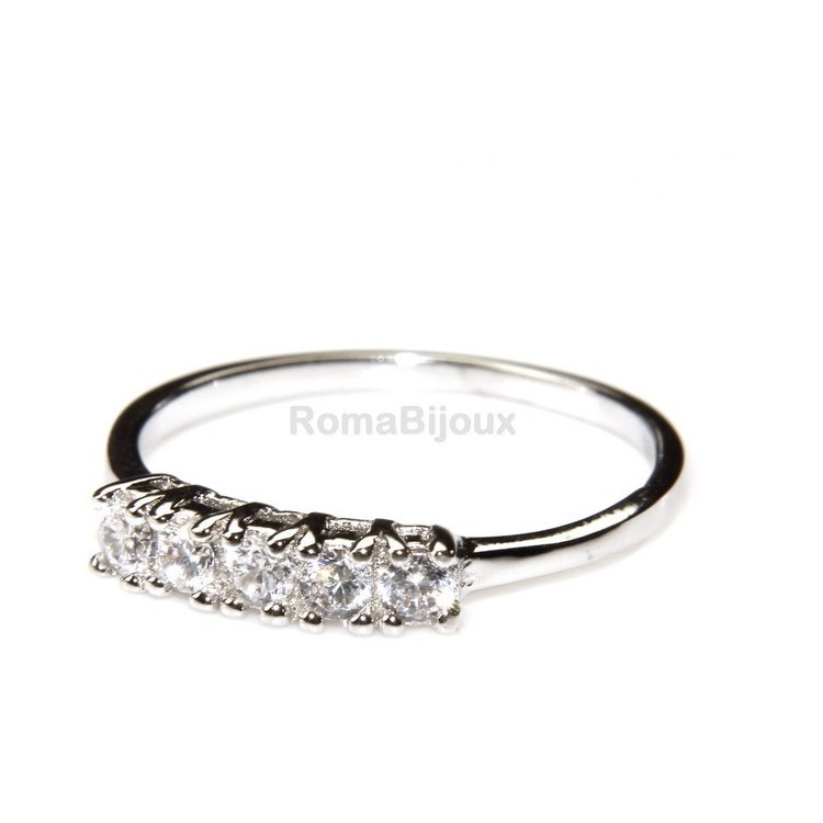 RMB|silver 925 Rhodium: woman ring riviera with 5 cubic zirconia 2.5 mm