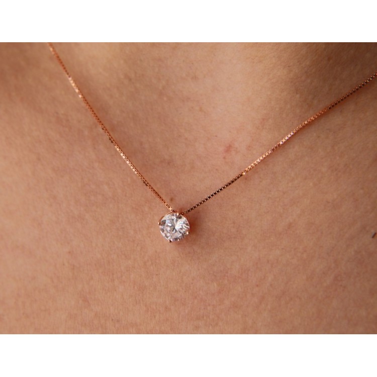 RMB|collana argento 925 punto luce zircone 6mm 42cm donna marca NALBORI bagno rodio giallo rosa