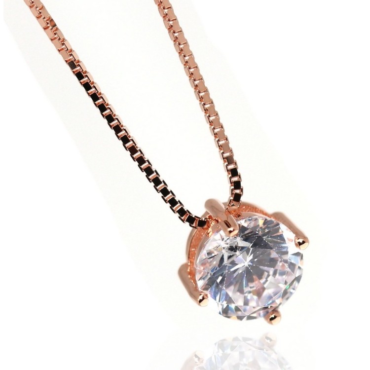 RMB|Collana argento 925 punto luce zircone 6mm 42cm donna marca NALBORI bagno rodio giallo rosa