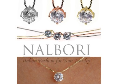 RMB|necklace point of light 925 silver zircon 6mm 42cm woman brand NALBORI bathroom rhodium yellow pink
