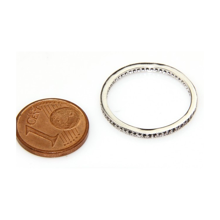 RMB|silver : Eternity record man woman all around zircons microsetting black 0.5mm brilliant cut