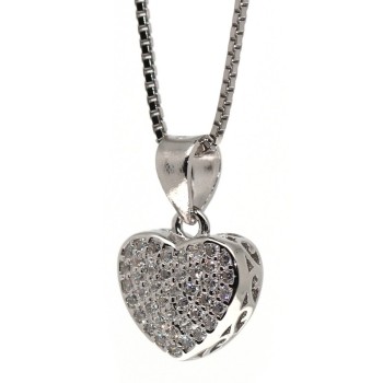 RMB|925 silver heart pendant necklace with zircons pavé brand NALBORI