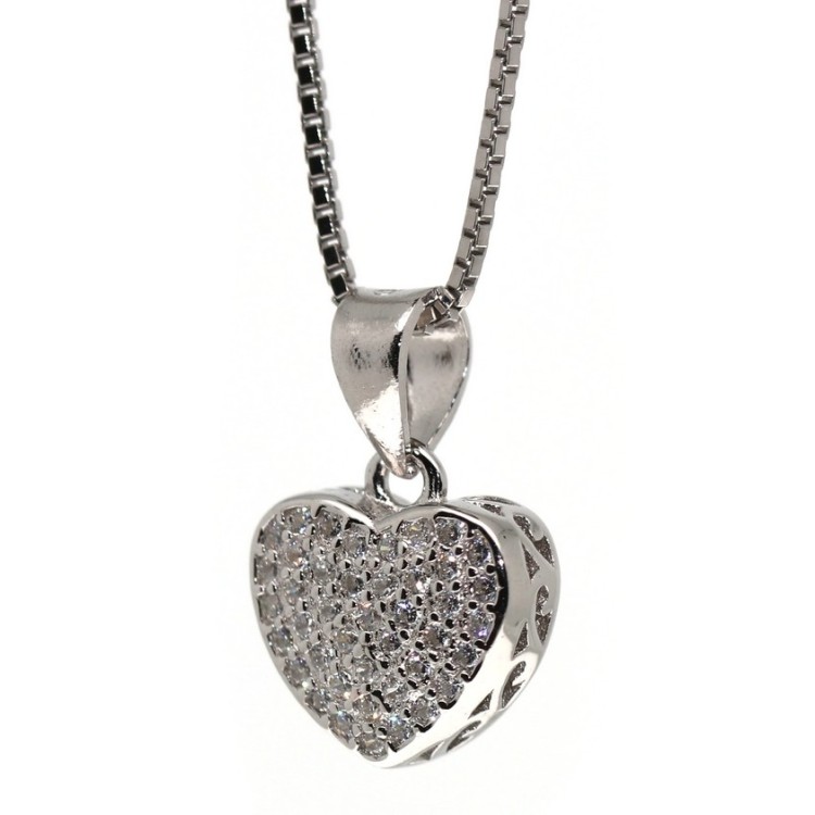 RMB|cuore collana argento 925 ciondolo pavè zirconi donna brand NALBORI