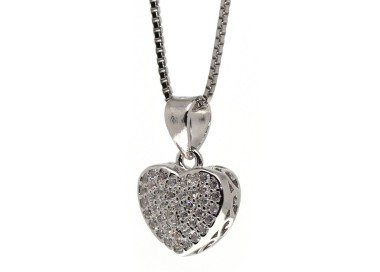 RMB|925 silver heart pendant necklace with zircons pavé brand NALBORI