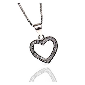 RMB|cuore collana argento 925 ciondolo aperto zirconi donna brand NALBORI