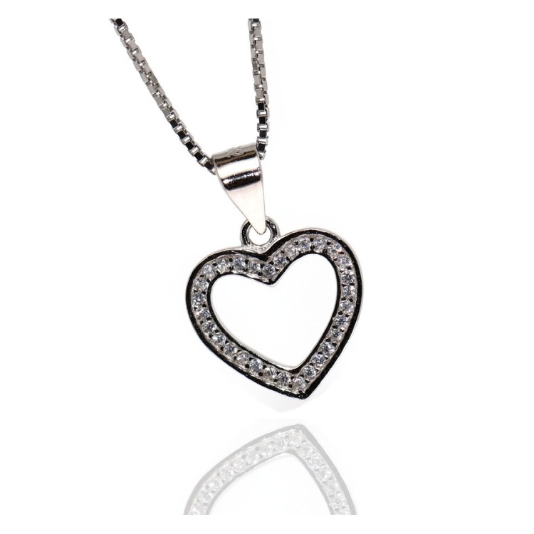 RMB|cuore collana argento 925 ciondolo aperto zirconi donna brand NALBORI