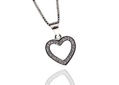 RMB|cuore collana argento 925 ciondolo aperto zirconi donna brand NALBORI