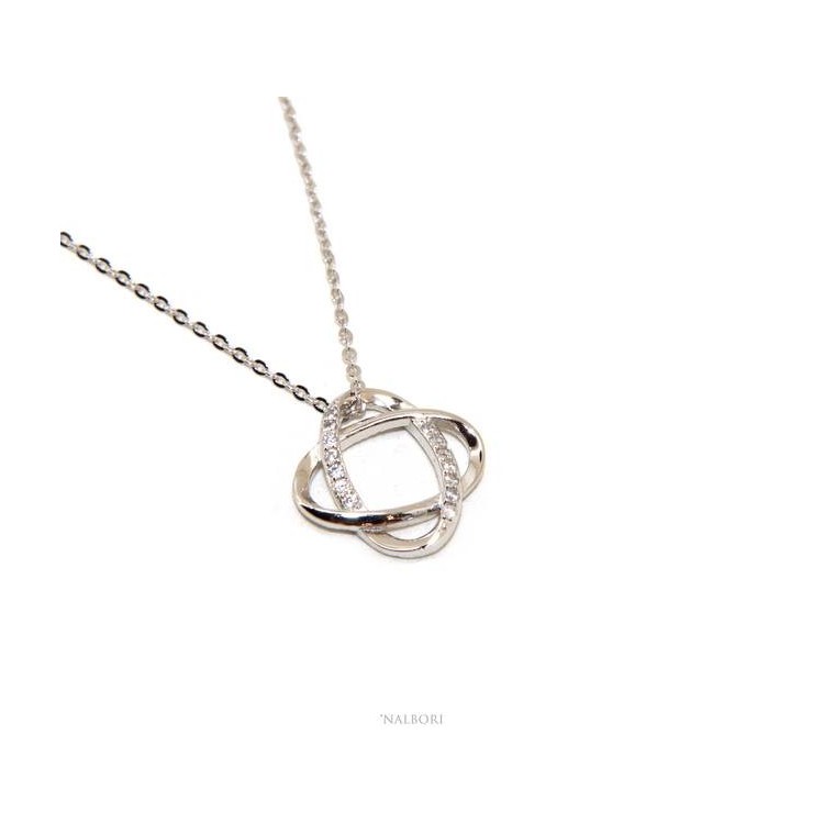 RMB|Melody 925 silver necklace intertwined ellipses and zircons woman brand NALBORI