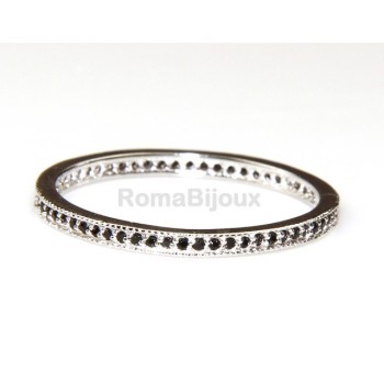 RMB|silver : Eternity record man woman all around zircons microsetting black 0.5mm brilliant cut