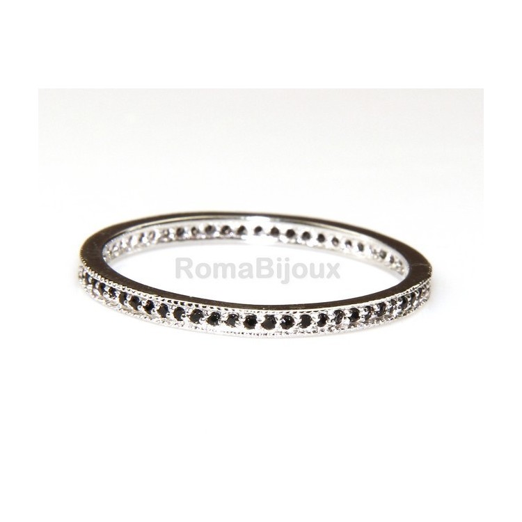 RMB|silver : Eternity record man woman all around zircons microsetting black 0.5mm brilliant cut