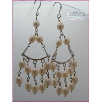 RMB|Orecchini chandelier argento 925 Perle Coltivate pendenti donna