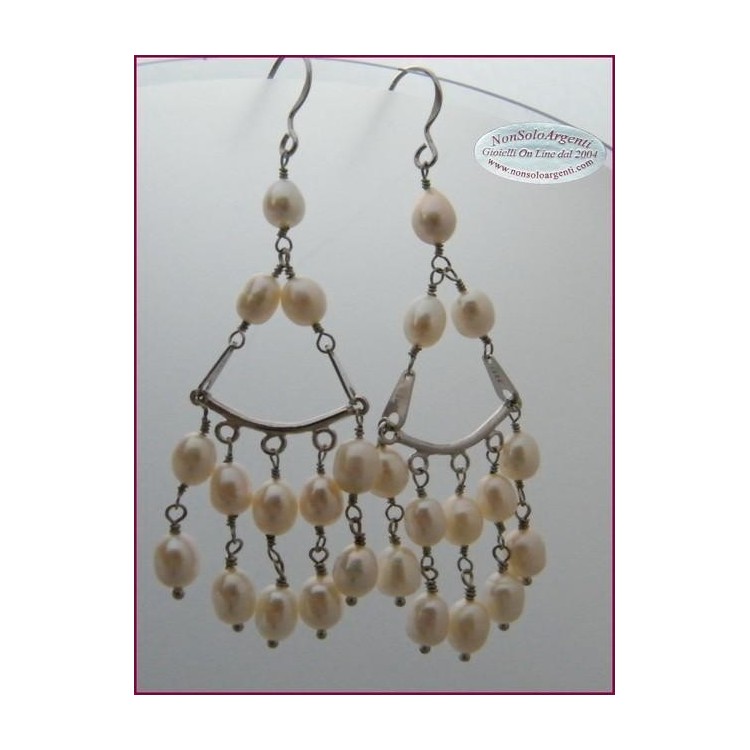 RMB|Chandelier earrings 925 silver Cultivated Pearls pendants for woman