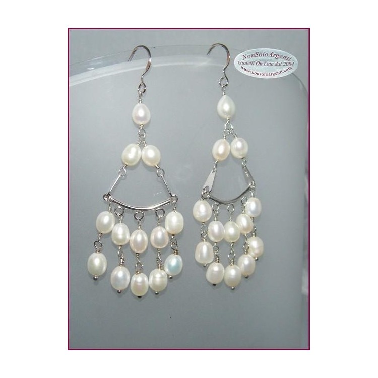 RMB|Chandelier earrings 925 silver Cultivated Pearls pendants for woman