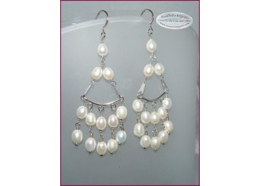 RMB|Chandelier earrings 925 silver Cultivated Pearls pendants for woman