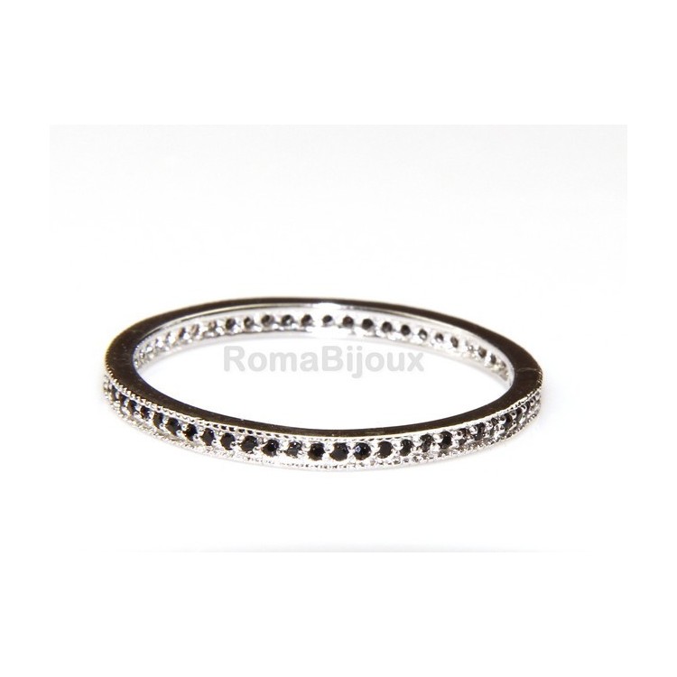 RMB|Argento 925 Rodiato : Eternity fedina uomo donna tutto giro zirconi microsetting nero da 0,5 mm taglio brillante