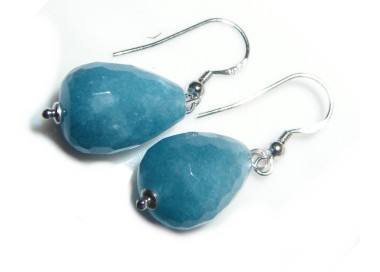 RMB|silver angelite natural briolette dangling woman earrings