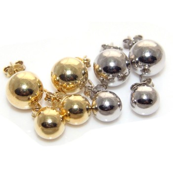 RMB|Orecchini Argento 925 sfere Palline in 2 Misure 10 e 8 mm oro giallo rodio donna