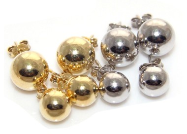 RMB|Earrings Silver 925 balls balls in 2 sizes 10 and 8 mm rhodium yellow gold woman